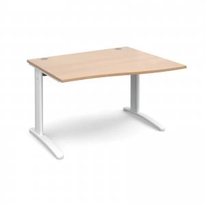 image of TR10 Right Hand Wave Desk 1200mm - White Frame Beech Top