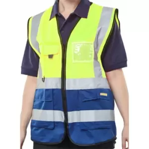 Image of Beeswift - two tone executive waistcoat sat yellow/navy xxl - Hi Vis - Saturn Yellow / Navy