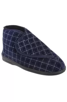 Bertie Check Velour Touch Fastening Bootee Slippers