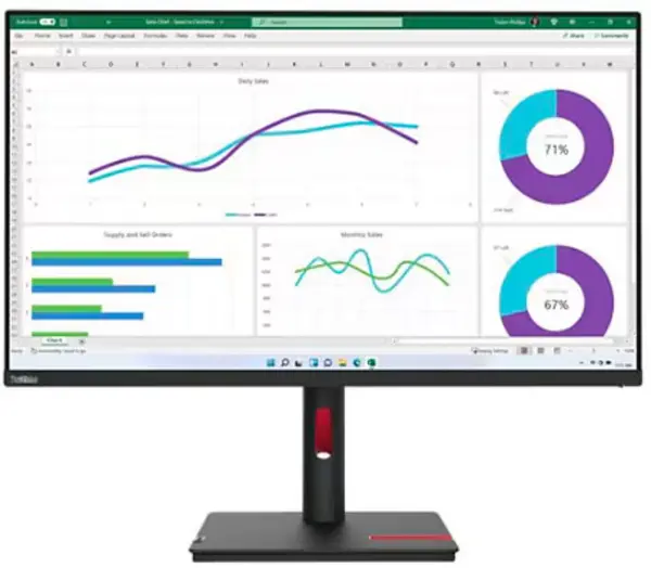 Image of Lenovo ThinkVision T32h-30 31.5" 63D3GAT1UK Quad HD LED Monitor