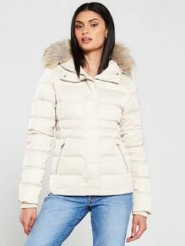 Image of Calvin Klein Jeans Short Down Fitted Padded Jacket - Sand