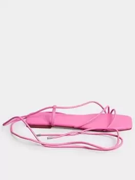 image of Long Tall Sally Strappy Flat Sandal - Pink, Size 10, Women