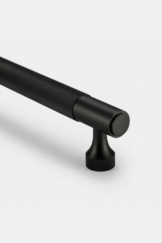 Image of PUSHKA HOME Solid Brass Knurled Bar Handle with Hole Centre 632mm - Black Unisex