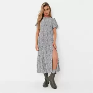 Image of Missguided Slv Midi Dress Ss Dalmatian - White