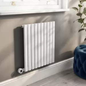 Image of White Electric Horizontal Designer Radiator 0.6kW with WiFi Thermostat - H600xW590mm - IPX4 Bathroom Safe