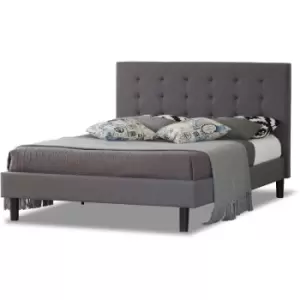 image of Modernique - Grey Fabric King 5ft Bed with Wooden Sprung Slatted Base - Grey