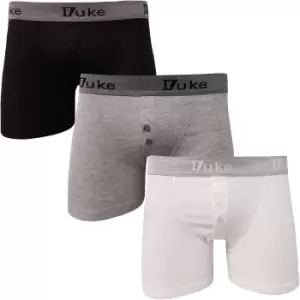 image of Duke London Mens Driver Boxer Shorts (Pack Of 3) (Large) (Black/White/Grey)