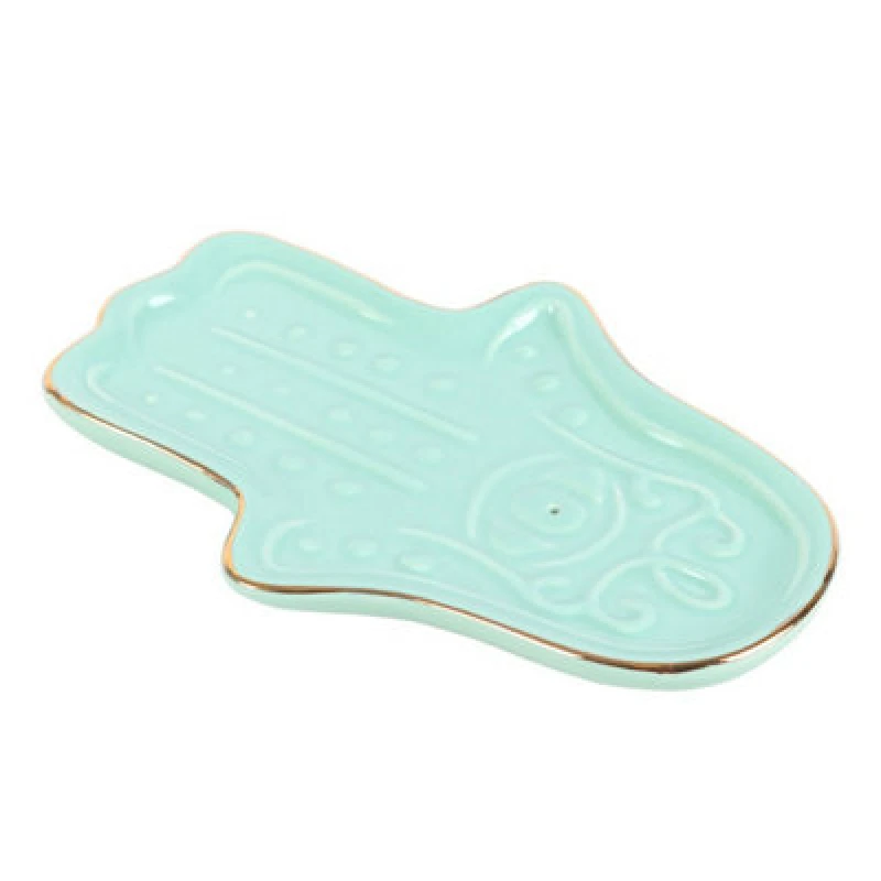 Image of Something Different Something Different Hamsa Hand Incense Holder in Blue Blue One Size Unisex 5063574549585