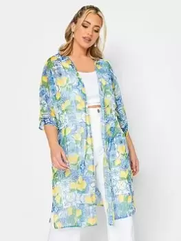 Image of Yours Cover Up Lemon Tile - Blue, White, Size 16, Women
