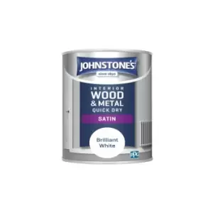 Image of Johnstone's Interior Quick Dry Satin Brilliant White 750ml - Brilliant White