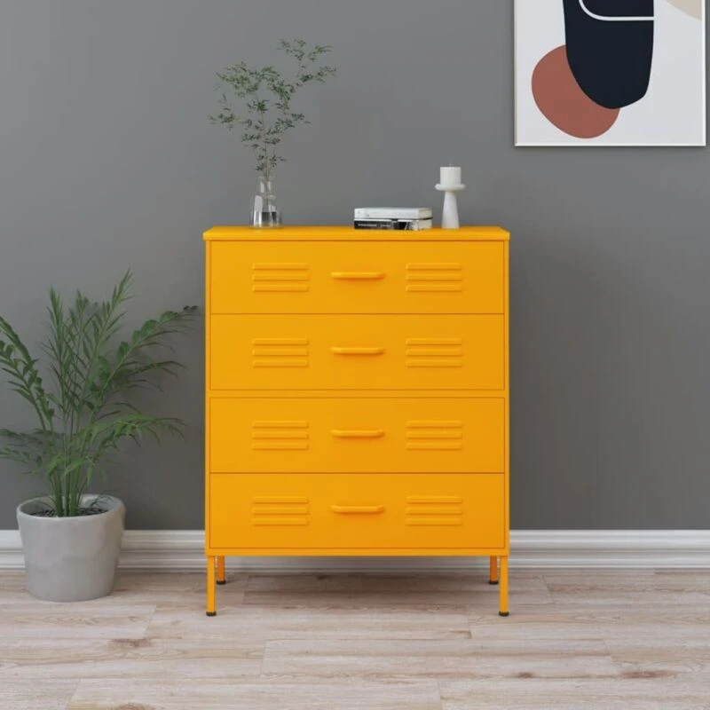 Image of VIDAXL Chest of Drawers Mustard Yellow 80x35x101.5cm Steel Vidaxl 8720286565124