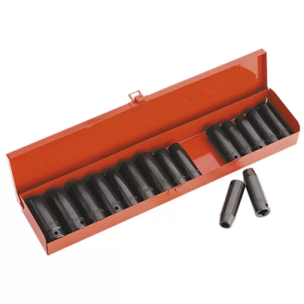 Image of Genuine SEALEY AK685 Impact Socket Set 16pc Deep 1/2Sq Drive Metric/Imperial