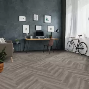 image of Kraus Rigid Core Herringbone Luxury Vinyl Floor Tile - Harpsden Grey