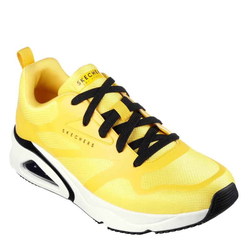 Image of Skechers Mens Mesh Print Overlay Low-Top Trainers Yellow male 6.5 (40)