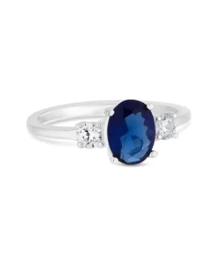 image of Simply Silver Blue Tri Stone Ring