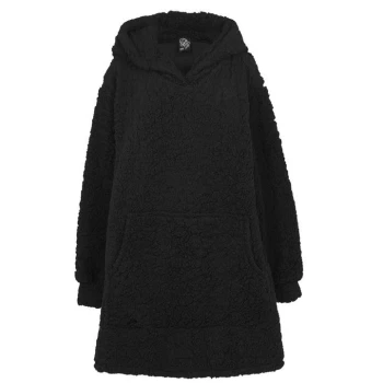 image of Fabric Black Oversized Cosy Fluffy Blanket Hoodie - Black