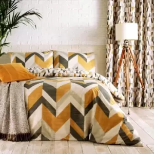 Image of Furn. Renovate King Duvet Cover Set Cotton Polyester Charcoal / Gold