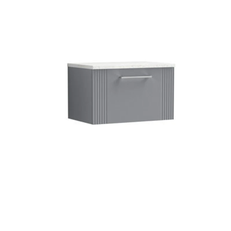 Image of Balterley 1 Drawer Wall Hung Vanity Sparkle White Laminate Worktop Grey 600mm Grey