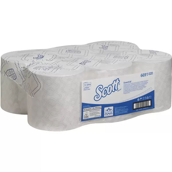 image of Scott Essential 6691 Dispenser Roll Paper Towel, 1-Ply, Embossed, 198 mm, White