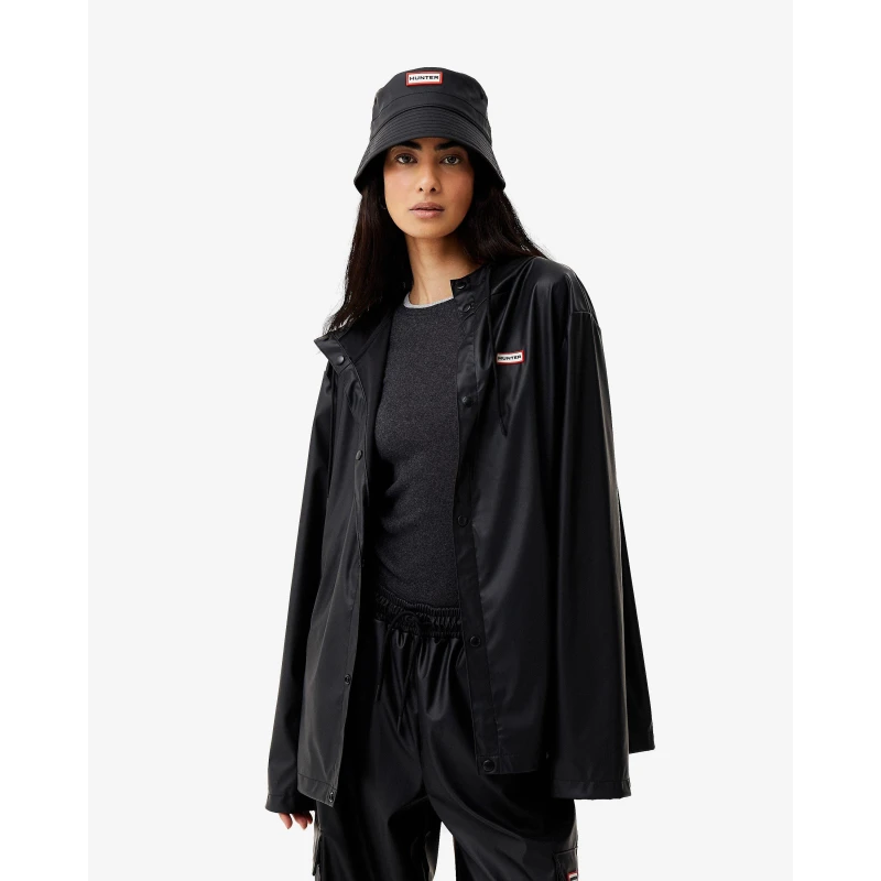 Image of Hunter Womens Izzy Short Weather-Resistant Rain Anorak Black female 10 (S)