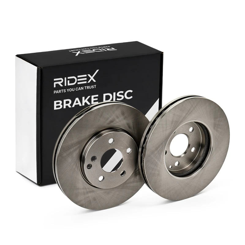 Image of RIDEX 82B0864 Brake disc Front Axle, Vented, Cast Iron, Uncoated, Untreated, without bolts/screws Cast Iron Brake Disc (82)