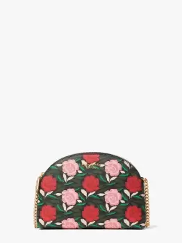 image of Kate Spade Morgan Rose Garden Double Zip Dome Crossbody, Black Multi, One Size