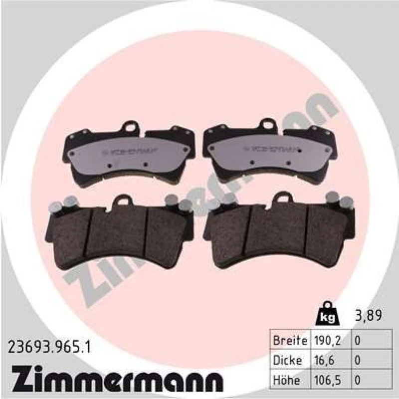 Image of ZIMMERMANN Brake pad set ZIMMERMANN 23693.965.1