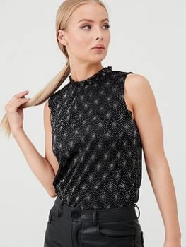 Image of Oasis Pretty Foil Mesh Piecrust Top - Black, Size XL, Women