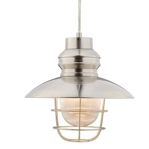 image of Searchlight Lighting Collection Arden Caged Fisherman Pendant Light - Satin Silver