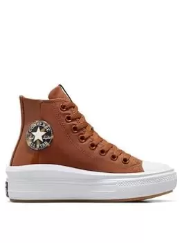 Image of Converse Chuck Taylor All Star Move Canvas Hi - Brown, Size 4, Women