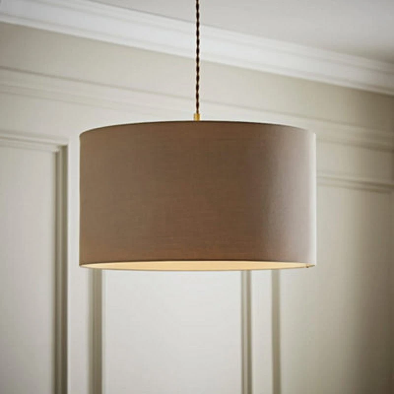 Image of Valuelights Reni Taupe Fabric Drum Ceiling Lamp Shade (D)45Cm