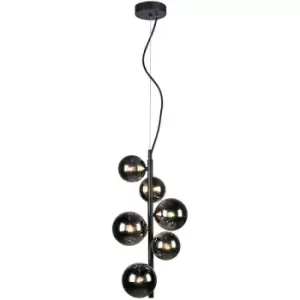 Schullerlighting - Schuller Astros 6 Light Globe Pendant Ceiling Light Matt Black, Mirror Grey, G9