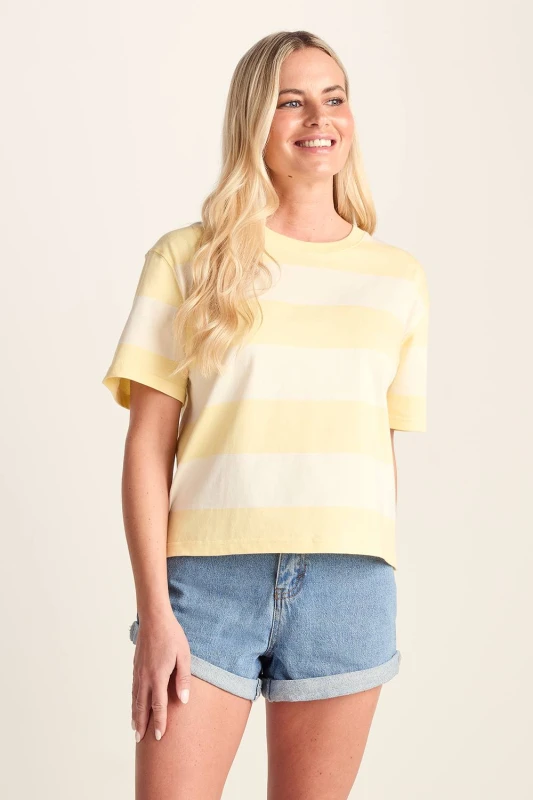 Image of TOG24 Womens 'Lani' 100% Cotton Supersoft T-Shirt in Yellow Size: 10 Yellow Female 10