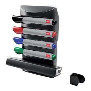 image of Nobo Prestige Accessories Caddy 4 Dry Erase Marker Pens and Small Eraser Pad