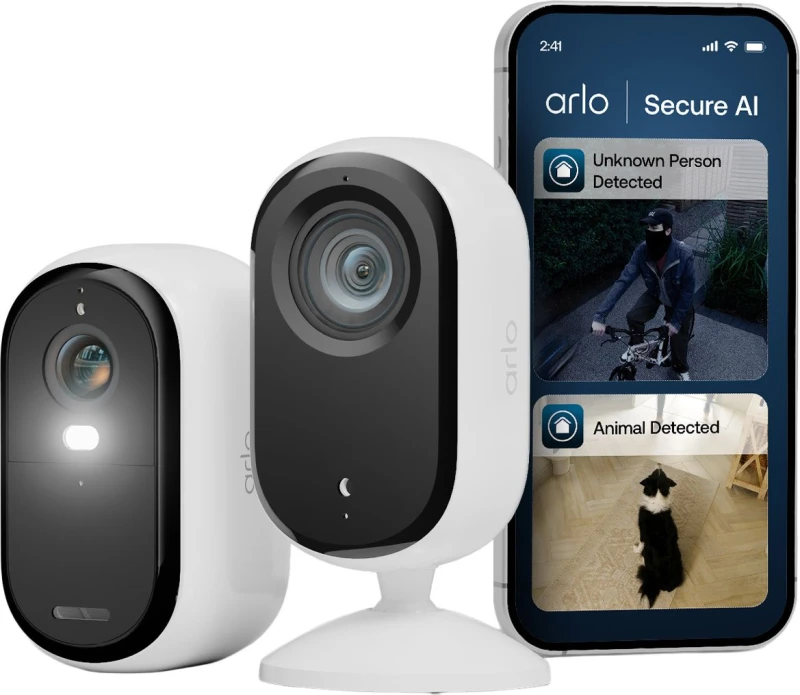 Image of Arlo Essential E3 2K + E3 2K INDOOR Bulb IP Smart Home Security Camera - White