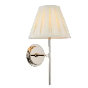 Rennes & Carla Wall Lamp with Shade Bright Nickel Plate & Cream Fabric