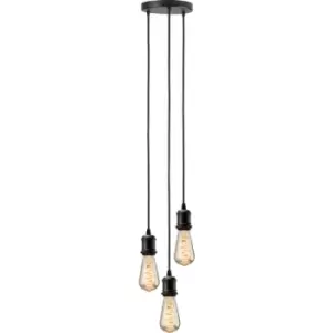 image of Calla - 230V E27 Vintage 3 Light Pendant - Matt Black - CALVI3PMB - Knightsbridge