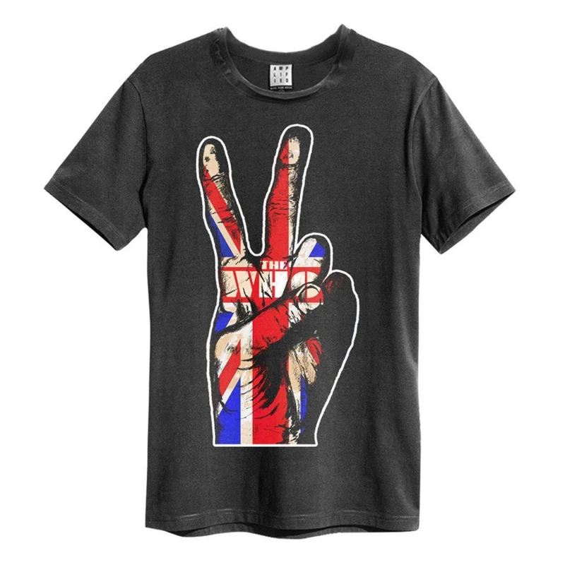 Image of Amplified Amplified Men Union Jack Hand The Who T-Shirt in Charcoal Size: X-Small Charcoal XS Male 5063107999986