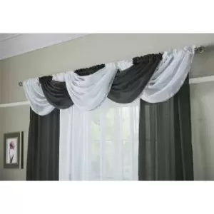 image of Alan Symonds - Sheer Rod Pocket Slot Top Plain Voile Swag with Glitter Trim Black 22 x 18 (56x46cm) - Black