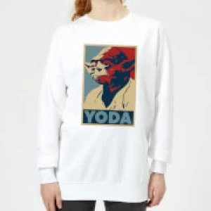 Image of Star Wars Yoda Poster Womens Sweatshirt - White - 3XL