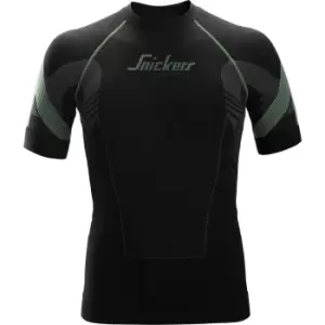 image of Snickers 9426 FlexiWork Seamless Short Sleeve Shirt Black L