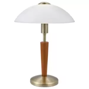 image of Table Lamp Bronzed Nut Touch On & Off Shade White Satin Glass Bulb E14 1x60W