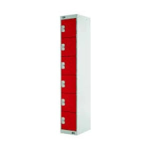 image of Six Compartment Express Standard Locker D450mm Red Door MC00165