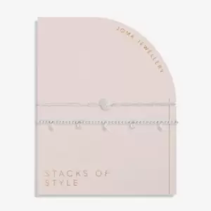 Image of Stacks Of Style Silver Moon Silver Set Of 2 Bracelet 6337