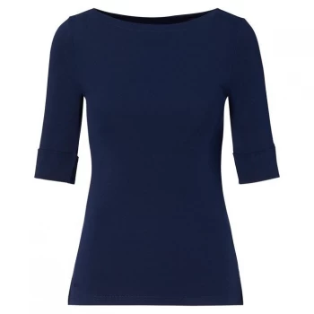 Image of Lauren by Ralph Lauren Judy Elbow Sleeve T Shirt - Lauren Navy