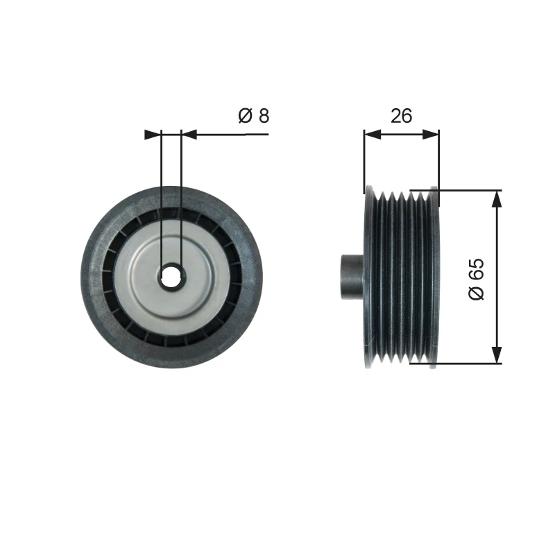 Image of GATES Deflection / guide pulley, V-ribbed belt GATES T36776