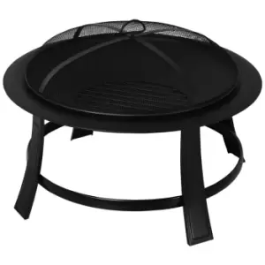 Image of Outsunny Fire Pit with Mesh Cover and Poker - Black