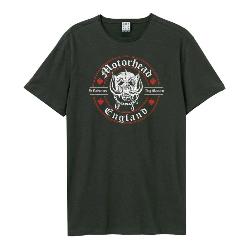 Image of Amplified Amplified Men St Valentines Day Massacre Motorhead T-Shirt in Charcoal Size: X-Small Charcoal XS Male 5063238009011