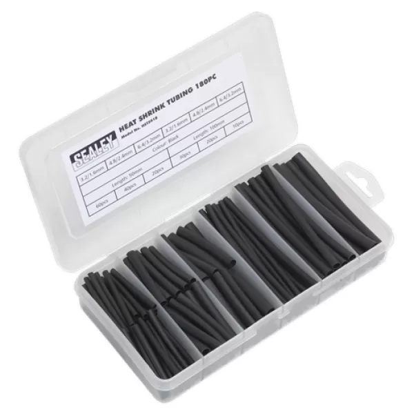 image of Genuine SEALEY HST501B Heat Shrink Tubing Assortment 180pc 50 & 100mm Black