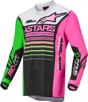 image of Alpinestars Racer Compass Motocross Jersey, black-green, Size S, black-green, Size S